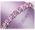 Pink Sapphire Sterling Silver Bracelet w/ Diamond Accents