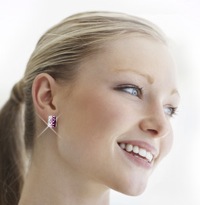 Pink & White Crystal Hoop Earrings