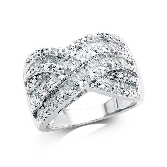 1CT Diamond Crossover Ring