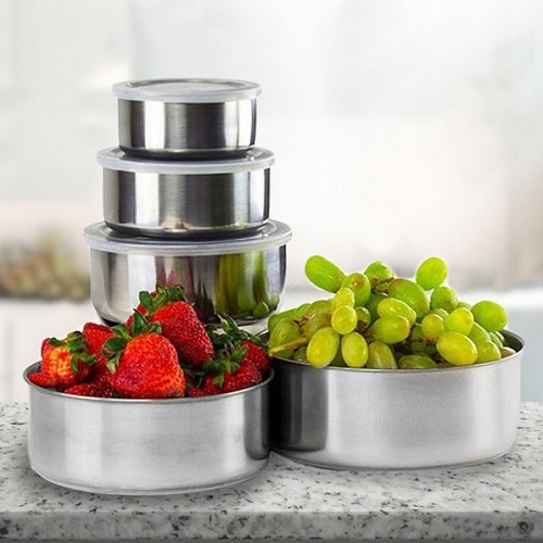 Stainless Steel Food Storage Set Only 6 + Free S/H