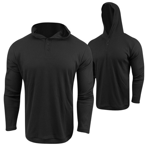 True rock men's waffle knit henley hoodie on sale