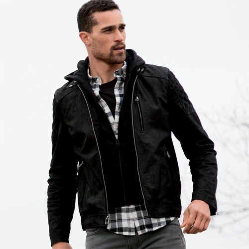Men’s Hooded Leather Jacket : $69.99 + Free S/H | MyBargainBuddy.com