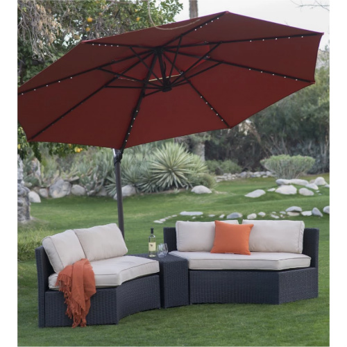 11-ft steel lighted offset patio umbrella with base