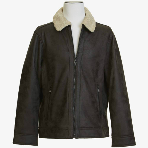 mens faux shearling bomber jacket clearance