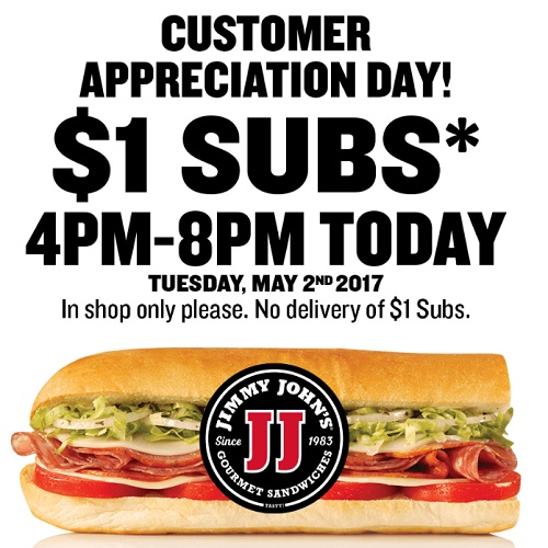 jimmy johns one dollar subs