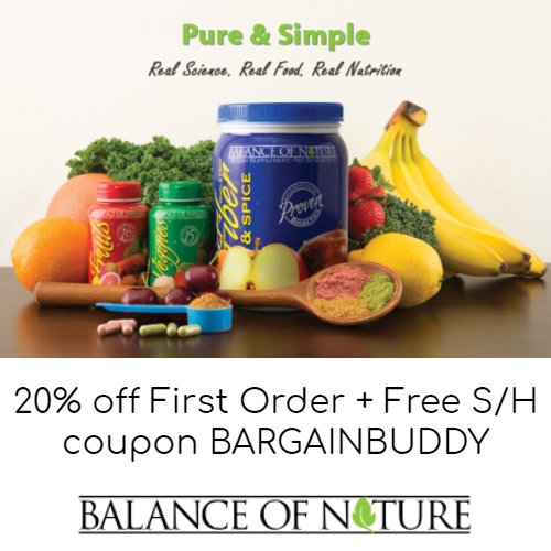 Balance of Nature Coupon : 20% off First Order + Free S/H ...