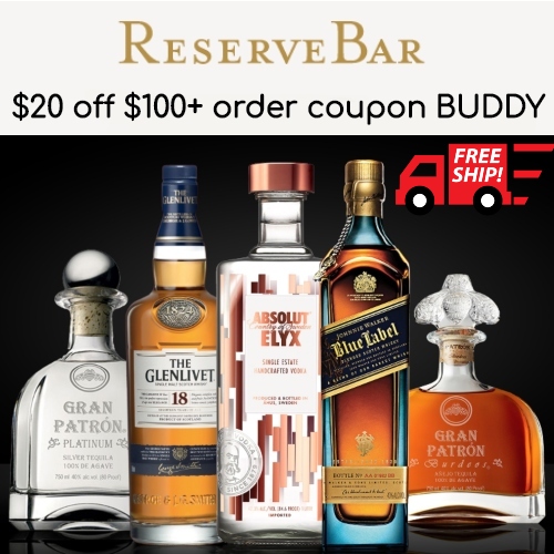 ReserveBar Coupon 20 off 100+ order & Free Shipping code BUDDY