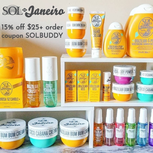 Sol de Janeiro Coupon 15 off 25+ Order code SOLBUDDY