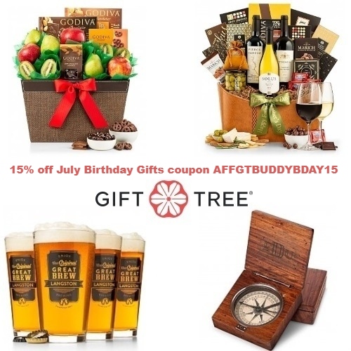 GiftTree Coupon 15 Off July Birthday Gifts Code AFFGTBUDDYBDAY15