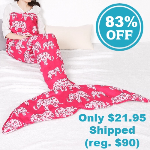 Sherpa-Lined Mermaid Tail Throw Blanket