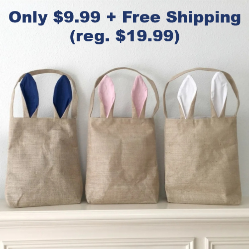 bunny ears burlap tote