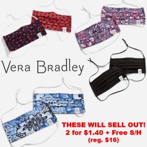 vera bradley pleated face masks