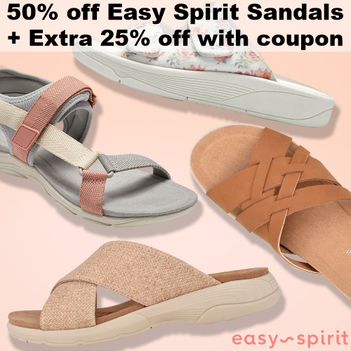 Women's Easy Spirit Sandals : 50% off + Extra 25% off with coupon