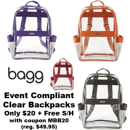 event compliant clear backpacks