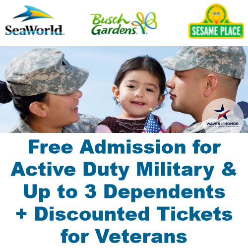 Sea World Free Admission for Active Duty Military & Up to 3 Dependents