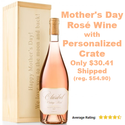 Mother's Day Rosé Wine with Personalized Wood Crate