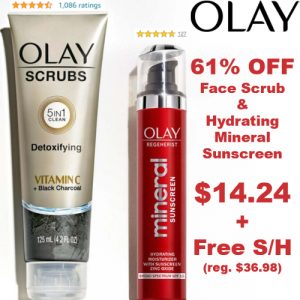 Olay Face Scrub and Hydrating Mineral Sunscreen Set