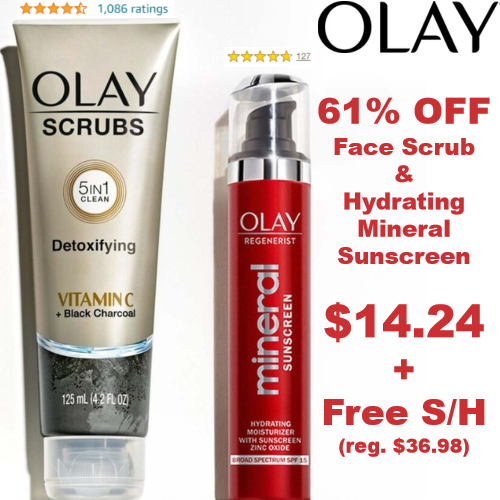 Olay Face Scrub and Hydrating Mineral Sunscreen Set