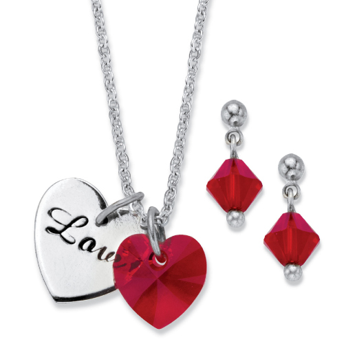 Crystal Heart Necklace & Earring Set