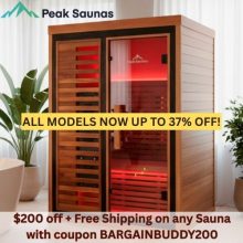 Get $200 off your new sauna at Peak Saunas with coupon BARGAINBUDDY200