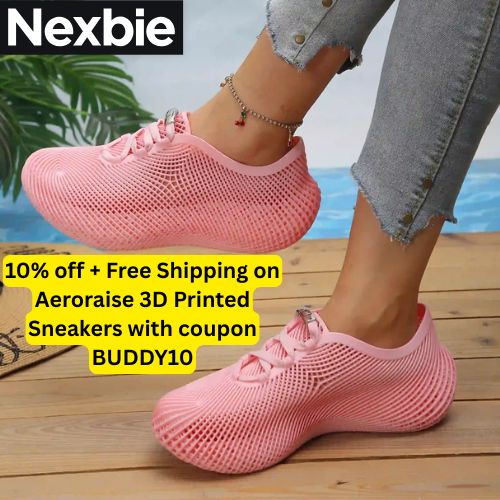Get 10% off + Free Shipping on Nexbie Aeroraise 3D Printed Sneakers with coupon BUDDY10